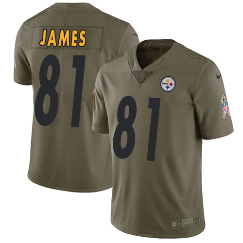  Steelers 81 Jesse Jamesi Olive Salute To Service Limited Jersey