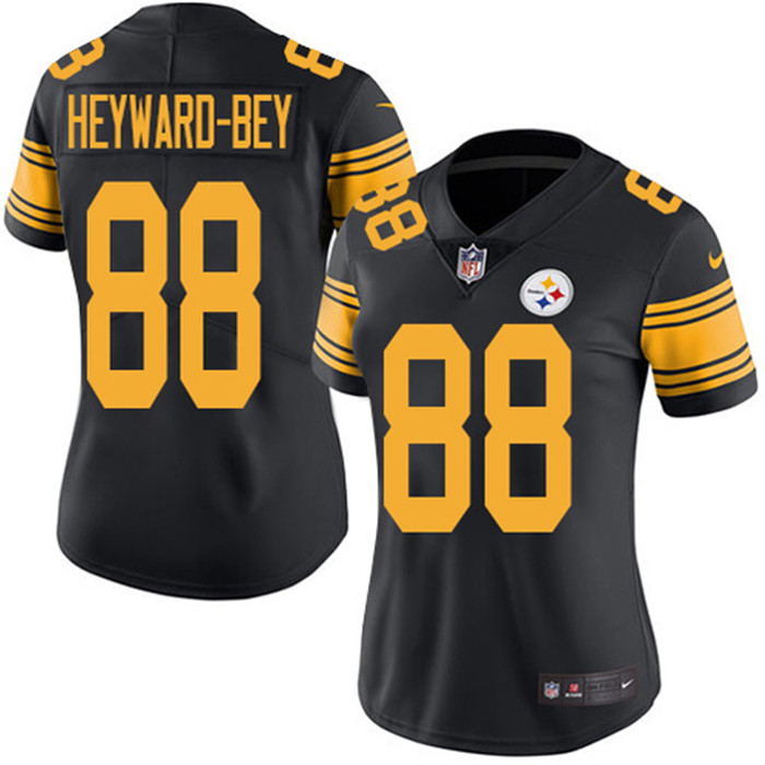  Steelers 88 Darrius Heyward Bey Black Women Color Rush Limited Jersey