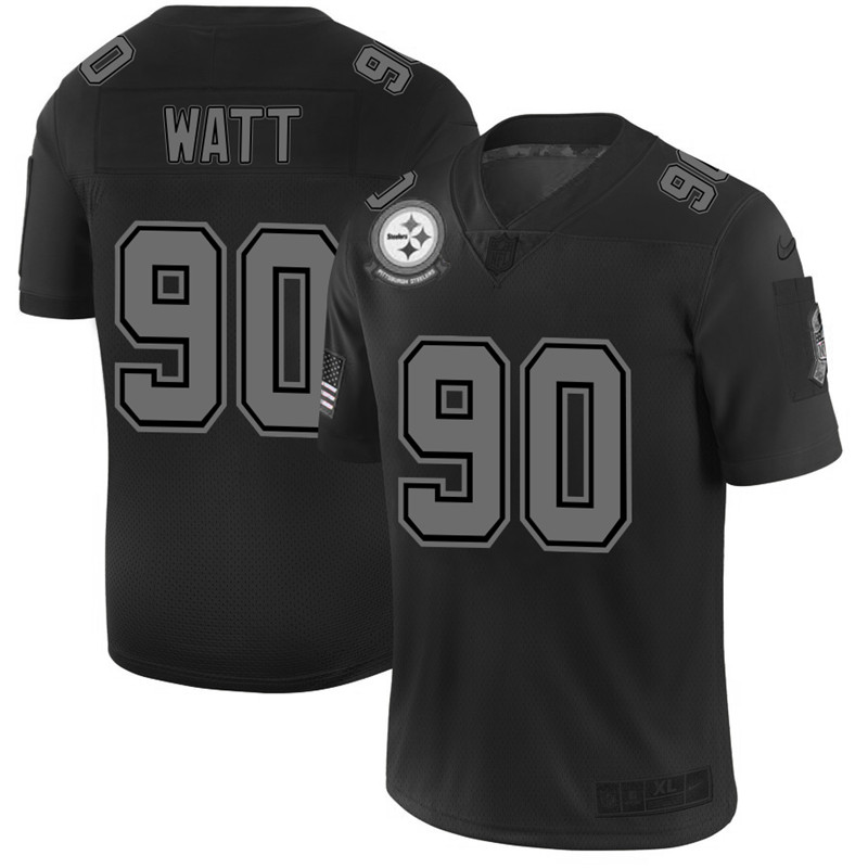 Nike Steelers 90 T.J. Watt 2019 Black Salute To Service Fashion Limited Jersey