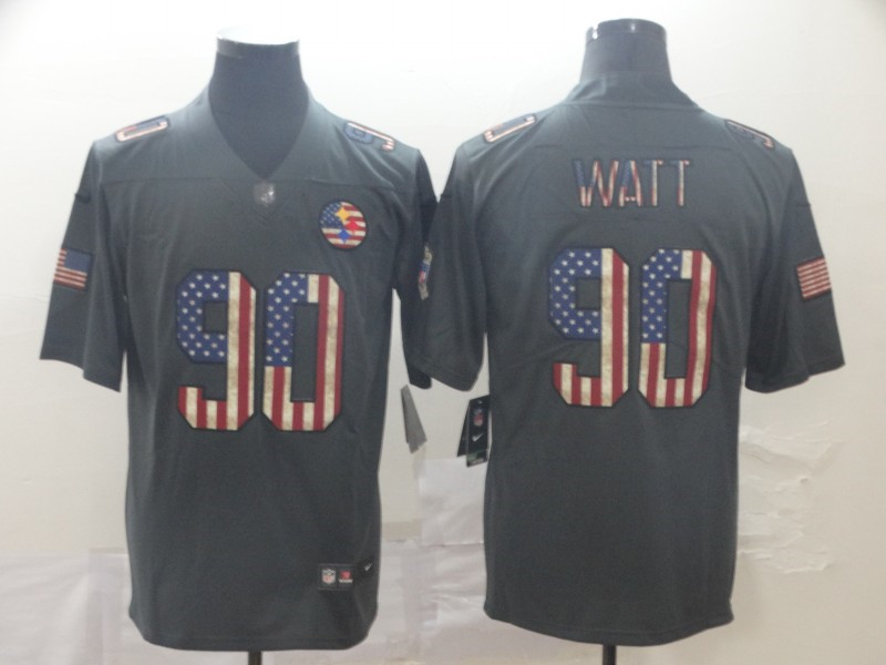Nike Steelers 90 T.J. Watt 2019 Salute To Service USA Flag Fashion Limited Jersey
