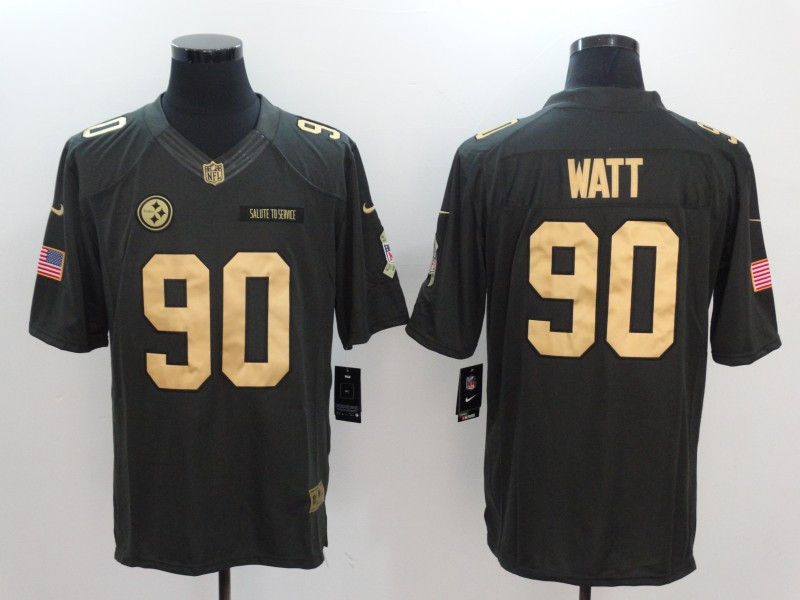  Steelers 90 T.J. Watt Anthracite Gold Salute To Service Limited Jersey