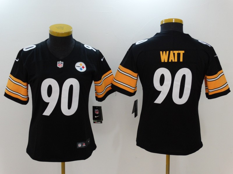  Steelers 90 T.J. Watt Black Women Vapor Untouchable Limited Player Jersey