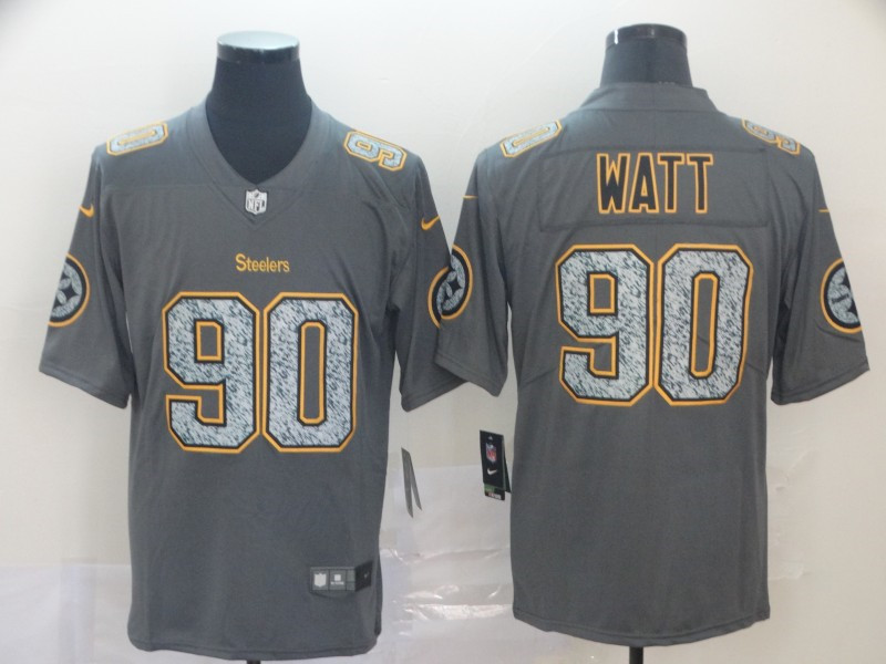 Nike Steelers 90 T.J. Watt Gray Camo Vapor Untouchable Limited Jersey