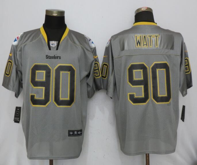  Steelers 90 T.J. Watt Lights Out Gray Elite Jersey