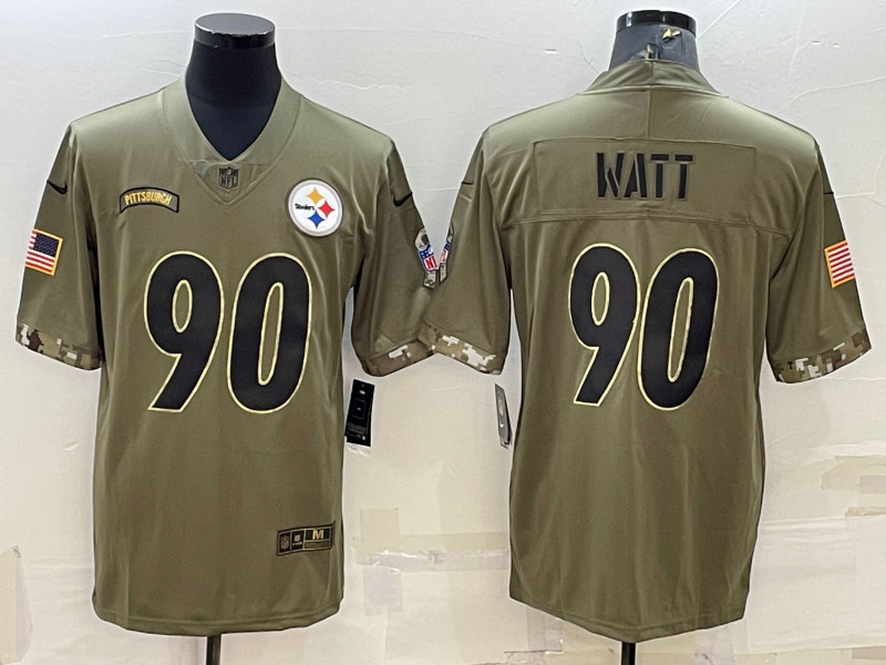 Nike Steelers 90 T.J. Watt Olive 2022 Salute To Service Limited Jersey