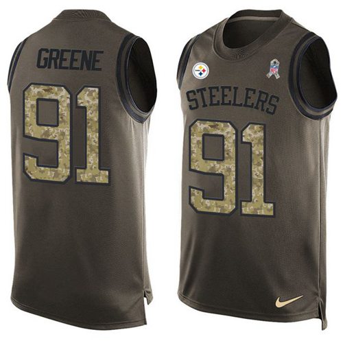  Steelers 91 Kevin Greene Green Men Stitched NFL Limited Salute To Service Tank Top Jersey