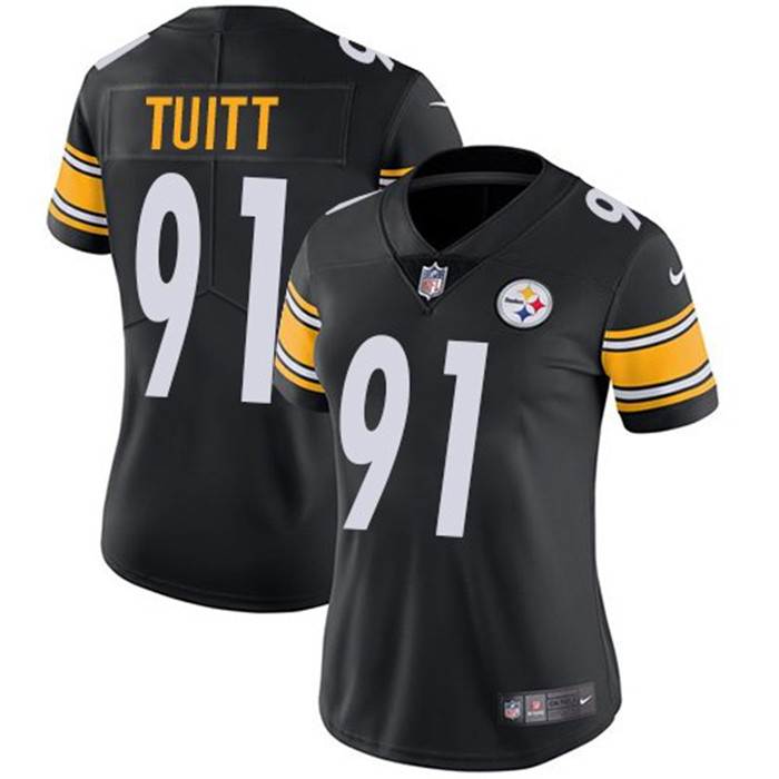  Steelers 91 Stephon Tuitt Black Women Vapor Untouchable Limited Jersey