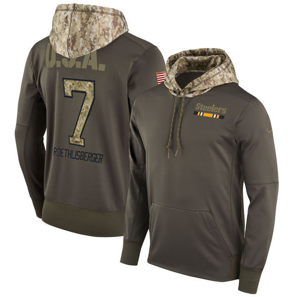  Steers 7 Ben Roethlisberger Olive Salute To Service Pullover Hoodie