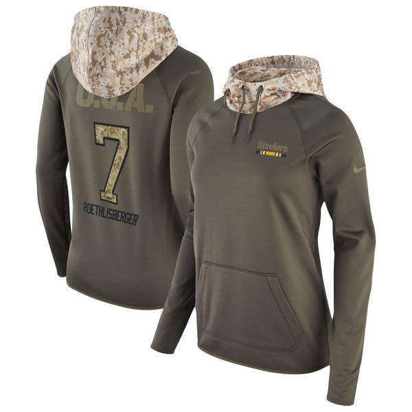  Steers 7 Ben Roethlisberger Olive Women Salute To Service Pullover Hoodie