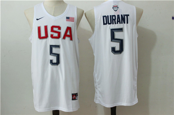  Team USA 5 Kevin Durant White 2016 Dream Team Stitched NBA Jersey