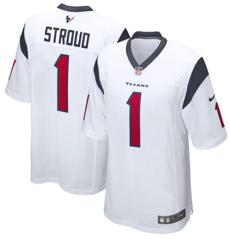 Nike Texans 1 CJ Stroud White 2023 NFL Draft Vapor Limited Jersey