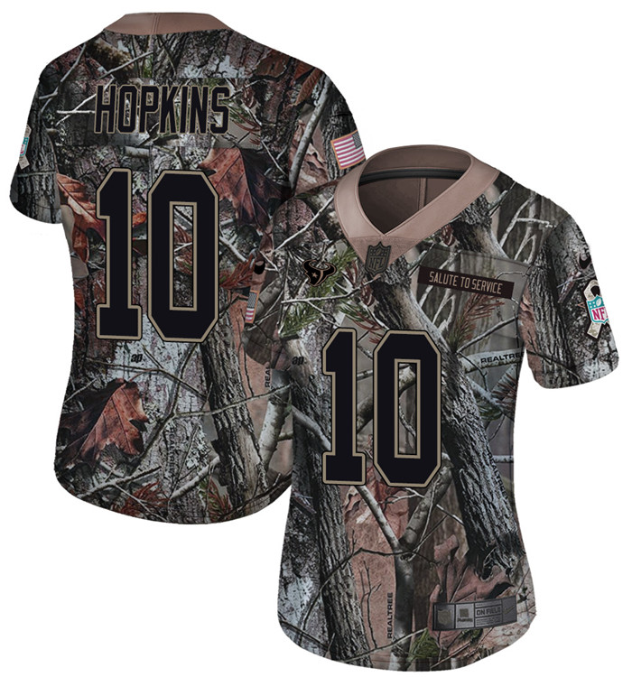  Texans 10 DeAndre Hopkins Camo Women Rush Limited Jersey