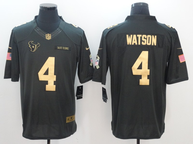  Texans 4 Deshaun Watson Anthracite Gold Salute To Service Limited Jersey