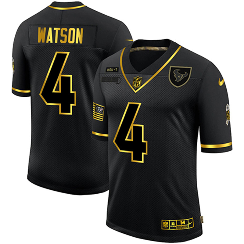 Nike Texans 4 Deshaun Watson Black Gold 2020 Salute To Service Limited Jersey