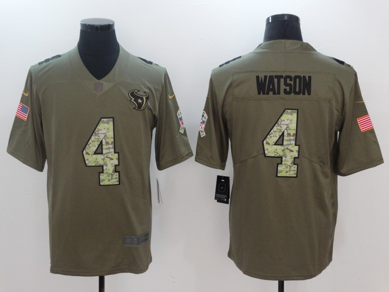  Texans 4 Deshaun Watson Olive Camo Salute To Service Limited Jersey