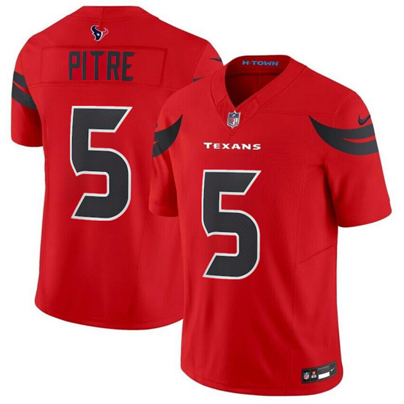 Nike Texans 5 Jalen Pitre Red Red 2024 F.U.S.E Vapor Limited Jersey