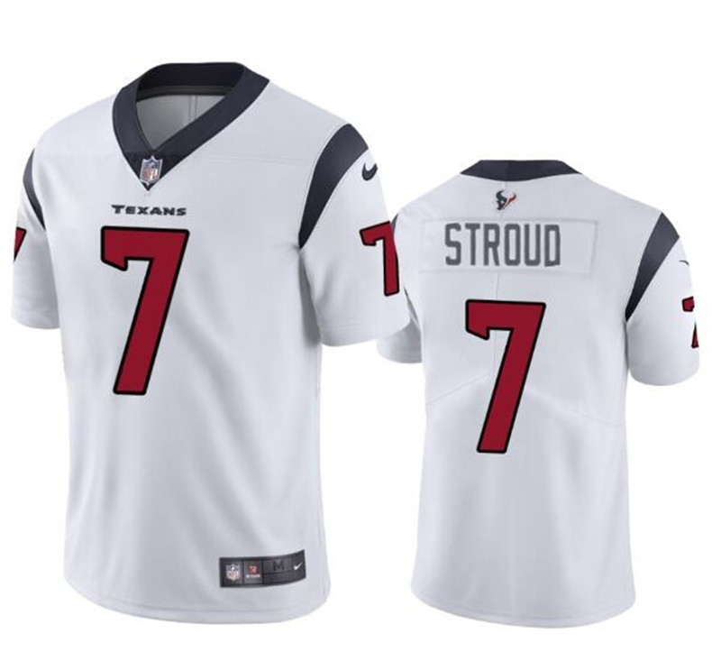 Nike Texans 7 CJ Stroud White 2023 NFL Draft Vapor Limited Jersey