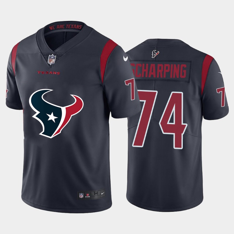 Nike Texans 74 Max Scharping Navy Team Big Logo Color Rush Limited Jersey