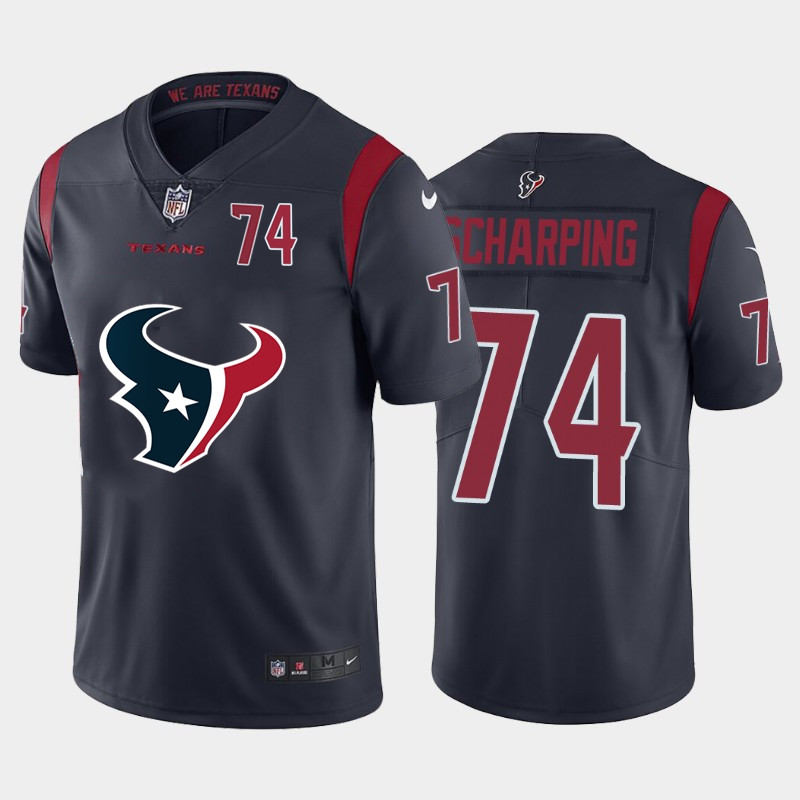 Nike Texans 74 Max Scharping Navy Team Big Logo Number Color Rush Limited Jersey