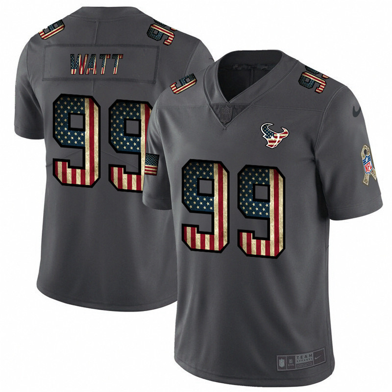 Nike Texans 99 J.J. Watt 2019 Salute To Service USA Flag Fashion Limited Jersey