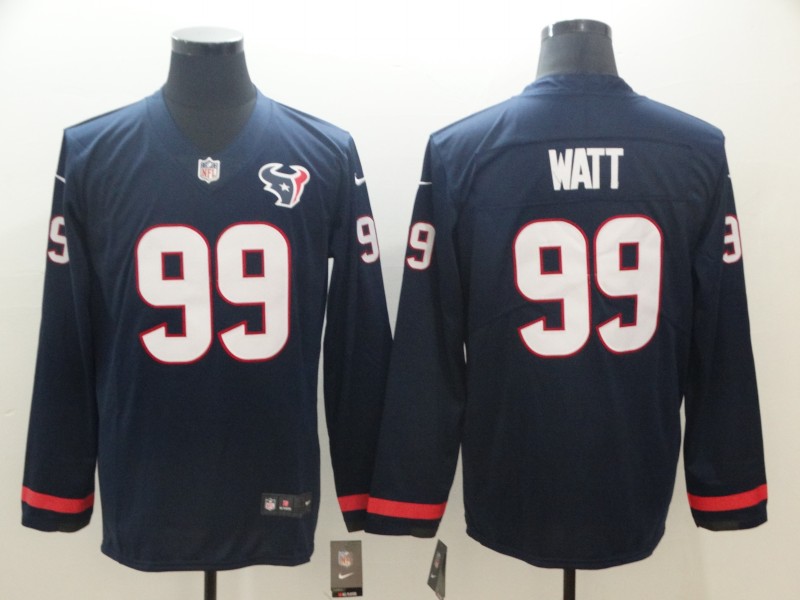  Texans 99 J.J. Watt Navy Therma Long Sleeve Jersey