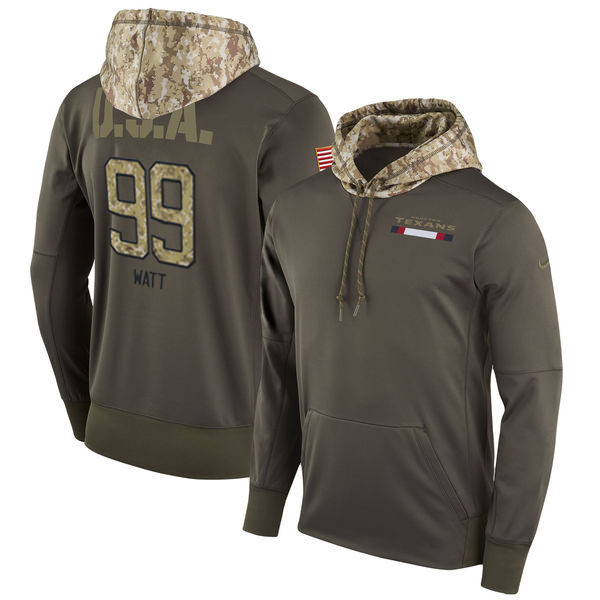  Texans 99 J.J. Watt Olive Salute To Service Pullover Hoodie