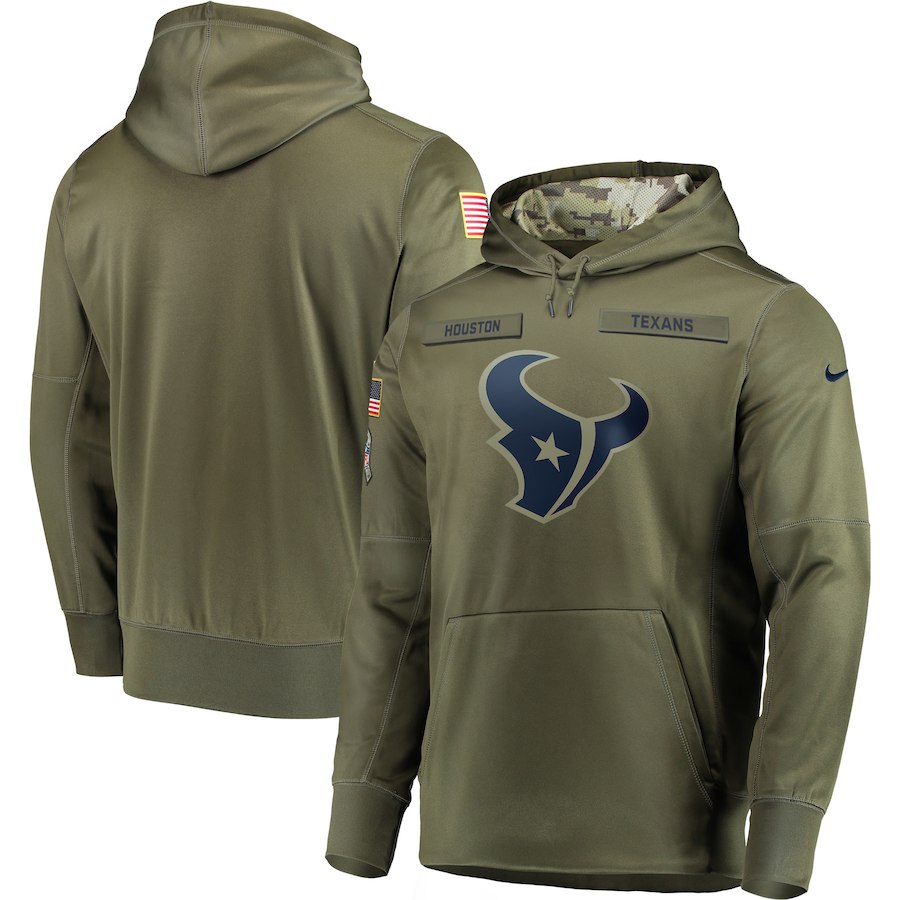  Texans Olive Salute To Service Men's Pullove Hoodie