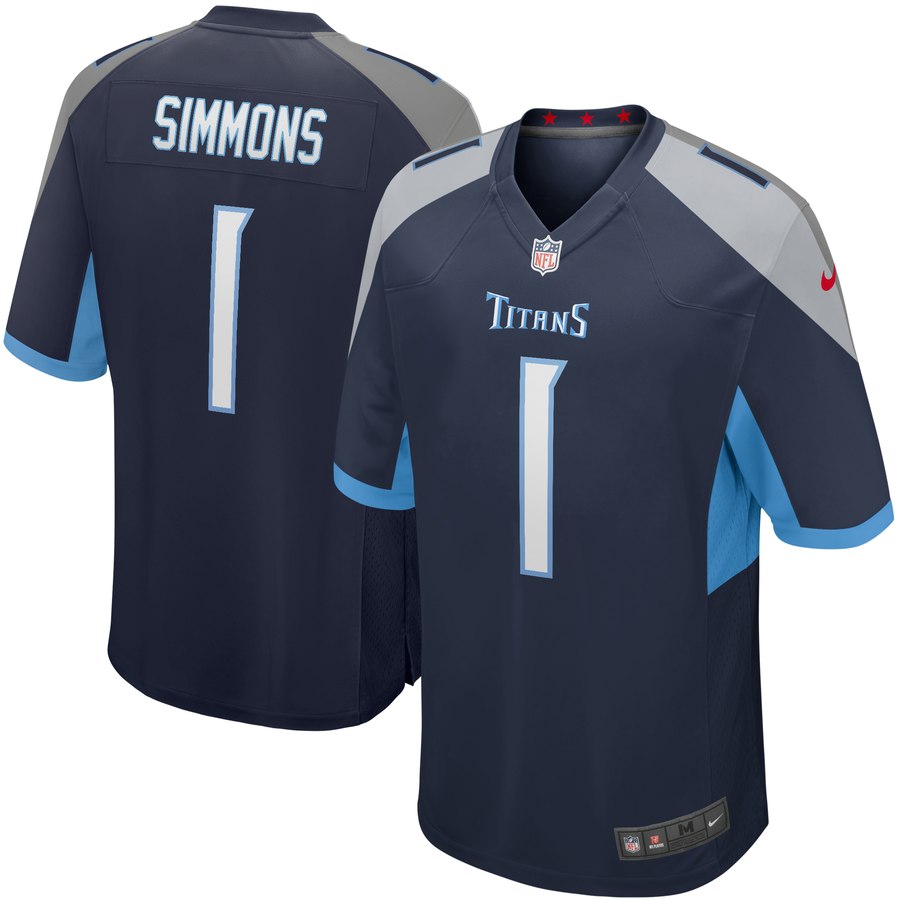 Nike Titans 1 Jeffery Simmons Navy Youth 2019 NFL Draft First Round Pick Vapor Untouchable Limited Jersey