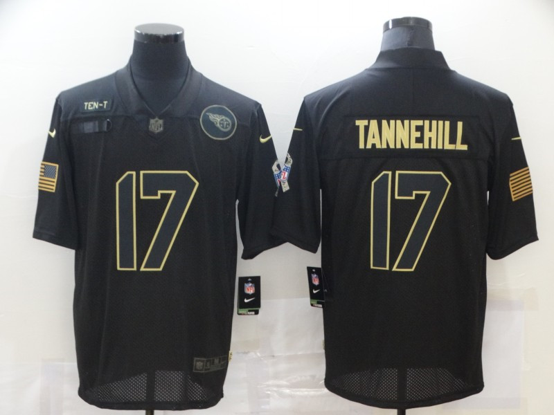 Nike Titans 17 Ryan Tannehill Black 2020 Salute To Service Limited Jersey
