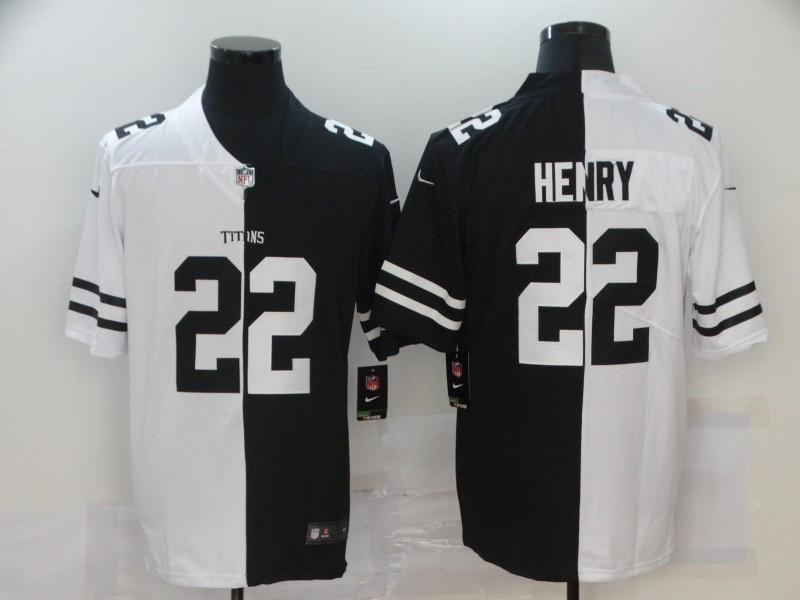 Nike Titans 22 Derrick Henry Black And White Split Vapor Untouchable Limited Jersey
