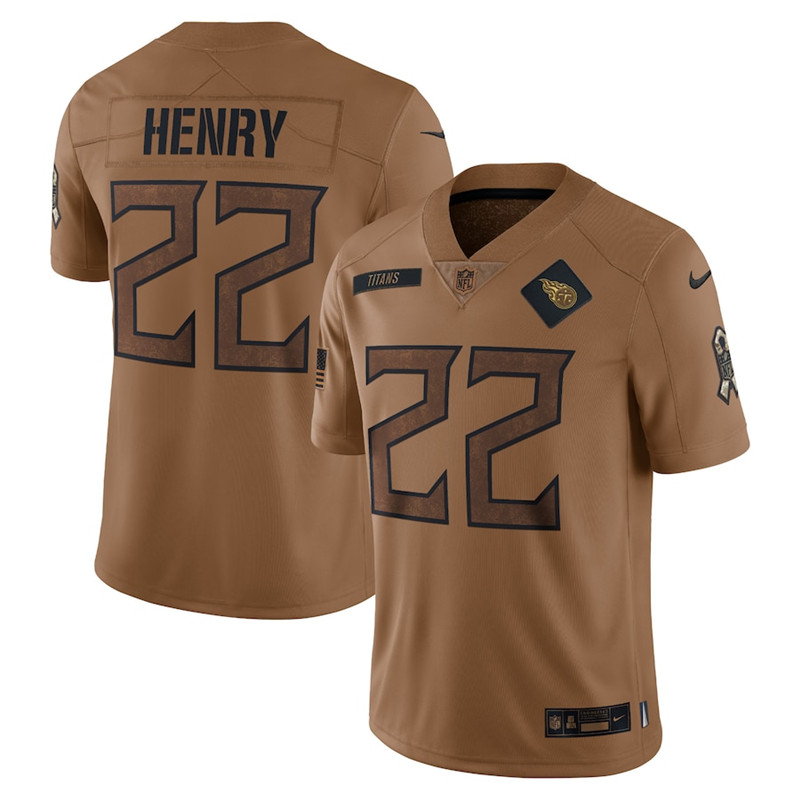 Nike Titans 22 Derrick Henry Brown 2023 Salute To Service Limited Jersey