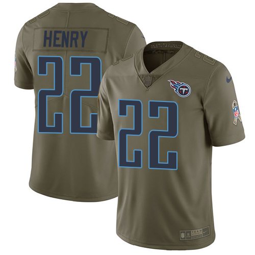  Titans 22 Derrick Henry Olive Salute To Service Limited Jersey
