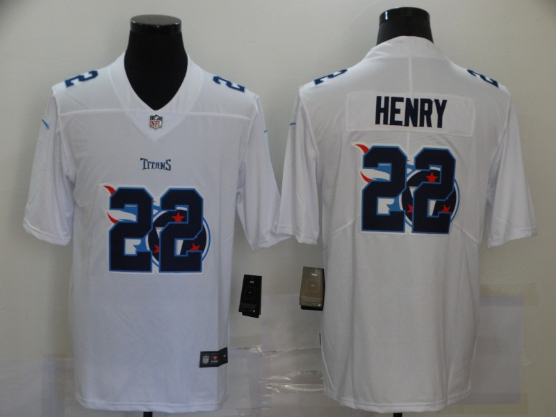 Nike Titans 22 Derrick Henry White Shadow Logo Limited Jersey