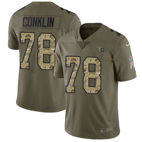  Titans 78 Jack Conklin Olive Camo Salute To Service Limited Jersey
