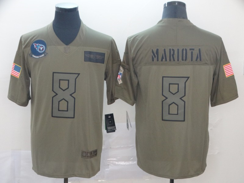 Nike Titans 8 Marcus Mariota 2019 Olive Salute To Service Limited Jersey