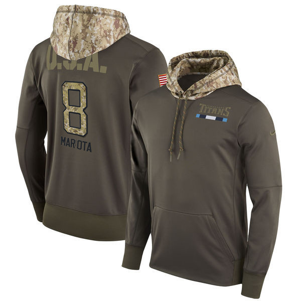  Titans 8 Marcus Mariota Olive Salute To Service Pullover Hoodie