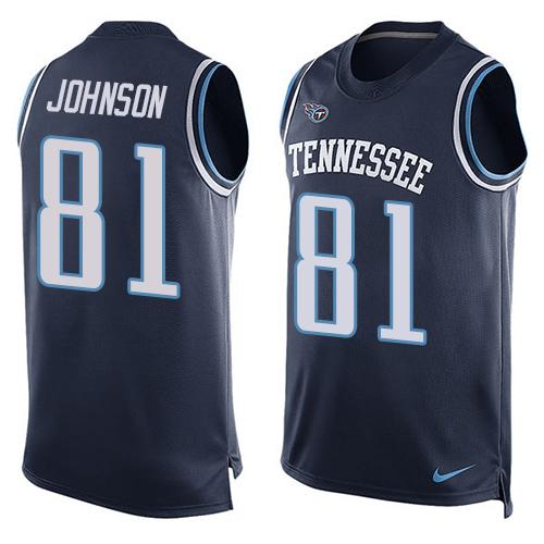  Titans 81 Andre Johnson Navy Blue Alternate Men Stitched NFL Limited Tank Top Jersey