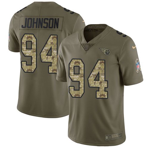  Titans 94 Austin Johnson Olive Camo Salute To Service Limited Jersey