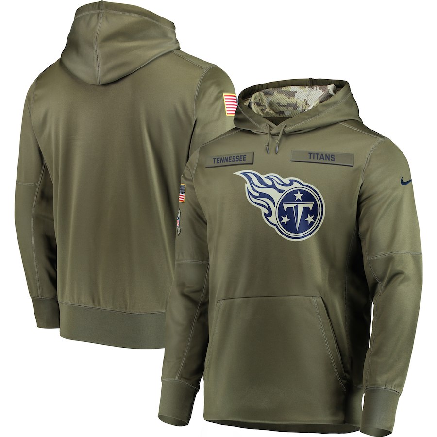  Titans Olive Salute To Service Men's Pullove Hoodie