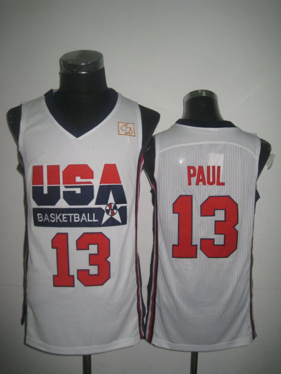  USA 1992 Olympic Dream Team One 13 Chris Paul White Retro Basketball Jersey
