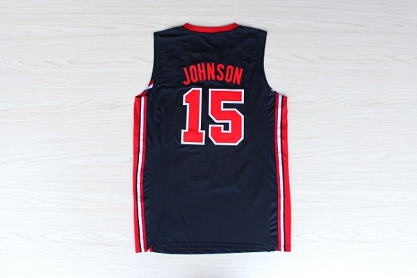  USA 1992 Olympic Dream Team One 15 Magic Johnson Retro Blue Basketball Jerseys