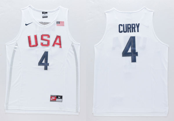  USA 2016 Olympic Dream Team Twelve 4 Stephen Curry White Basketball Jersey