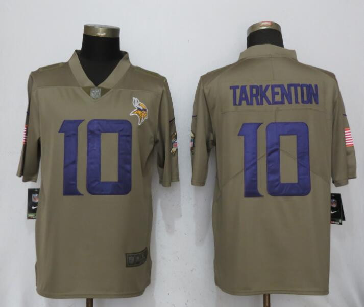  Vikings 10 Fran Tarkenton Olive Salute To Service Limited Jersey