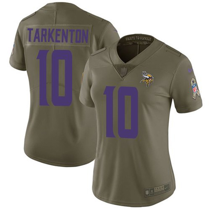  Vikings 10 Fran Tarkenton Olive Women Salute To Service Limited Jersey