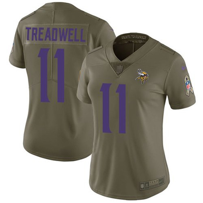  Vikings 11 Laquon Treadwell Olive Women Salute To Service Limited Jersey