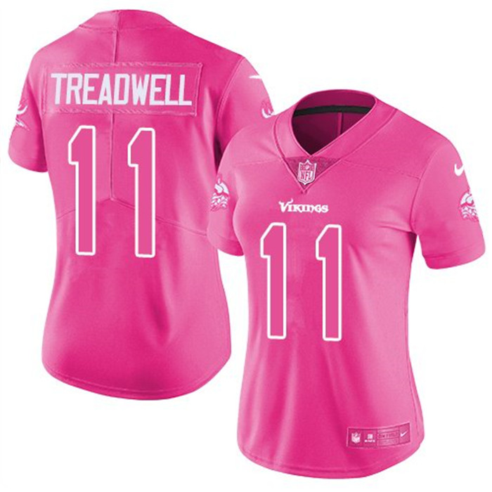  Vikings 11 Laquon Treadwell Pink Women Rush Limited Jersey