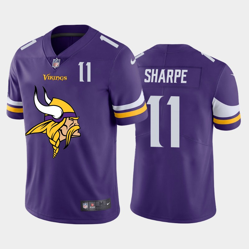 Nike Vikings 11 Tajae Sharpe Purple Team Big Logo Number Vapor Untouchable Limited Jersey