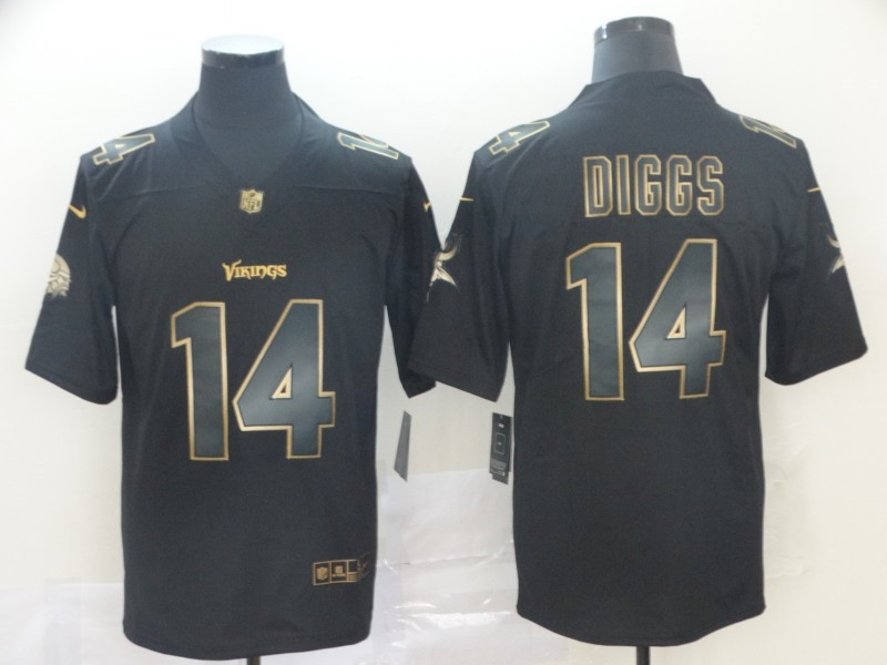Nike Vikings 14 Stefon Diggs Black Gold Vapor Untouchable Limited Jersey