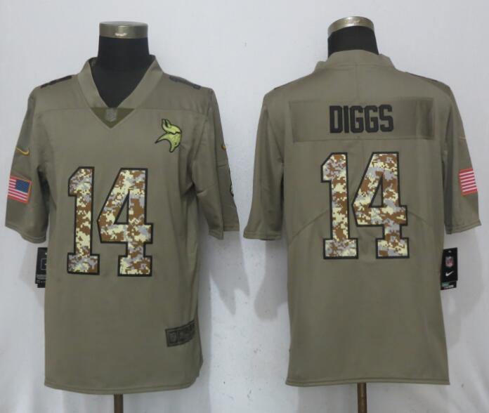 Vikings 14 Stefon Diggs Olive Camo Salute To Service Limited Jersey
