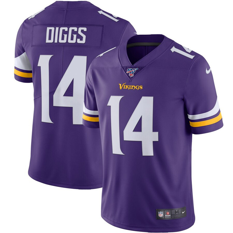Nike Vikings 14 Stefon Diggs Purple 100th Season Vapor Untouchable Limited Jersey